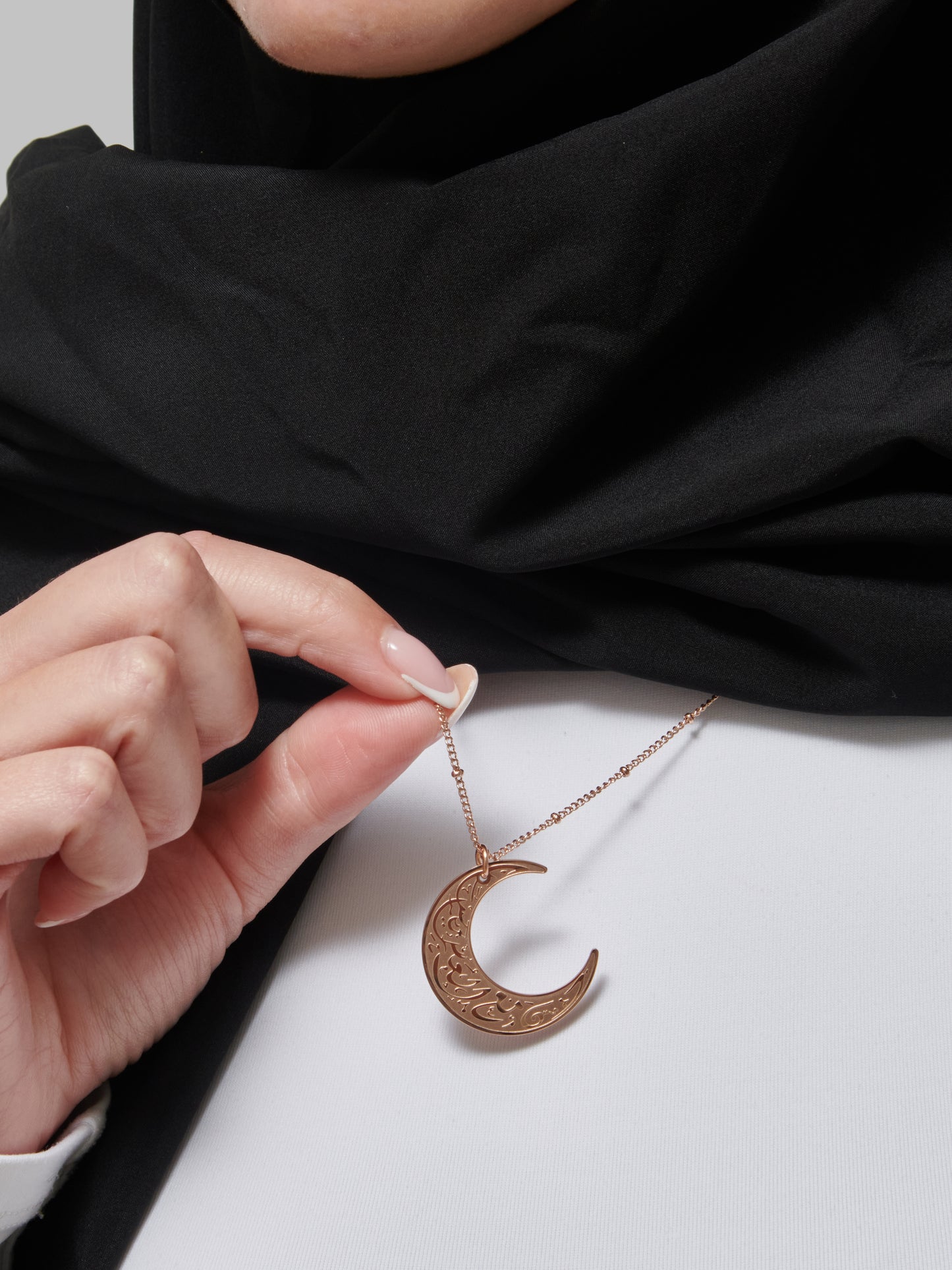 "With Hardship Comes Ease" Crescent Necklace